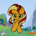 Load image into Gallery viewer, My Little Pony Sunset Shimmer Pin, an officially licensed enamel pin of Sunset Shimmer from My Little Pony, sold by Symbiote Studios.