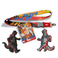 Load image into Gallery viewer, Godzilla VS Mechagodzilla Pin and Lanyard Set (Showa Era)