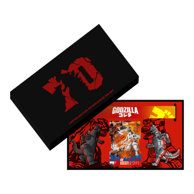 Load image into Gallery viewer, Godzilla VS Mechagodzilla Pin and Lanyard Set (Showa Era)