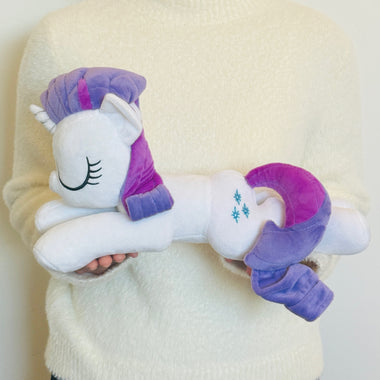 Load image into Gallery viewer, A sleepy-eyed officially licensed dream plush of Rarity. Pictured here is the My Little Pony Rarity Dream Plush. (IMG_0162.jpg)
