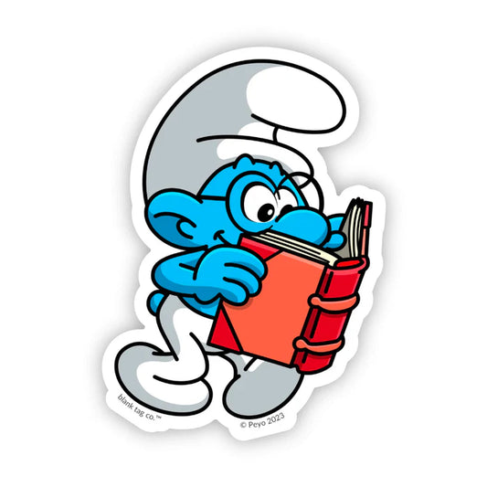 The Smurfs Brainy Smurf Sticker, an officially licensed vinyl sticker of Brainy Smurf from The Smurfs, sold by Symbiote Studios.