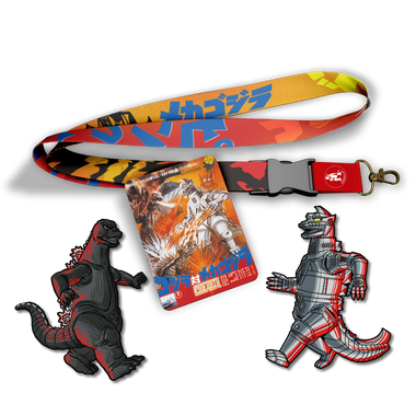 Load image into Gallery viewer, Godzilla VS Mechagodzilla Pin and Lanyard Set (Showa Era)
